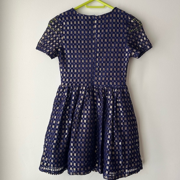 Just Me Navy Blue Fit & Flare Dress | Size Small purple gold women’s party Y2K - Picture 8 of 15